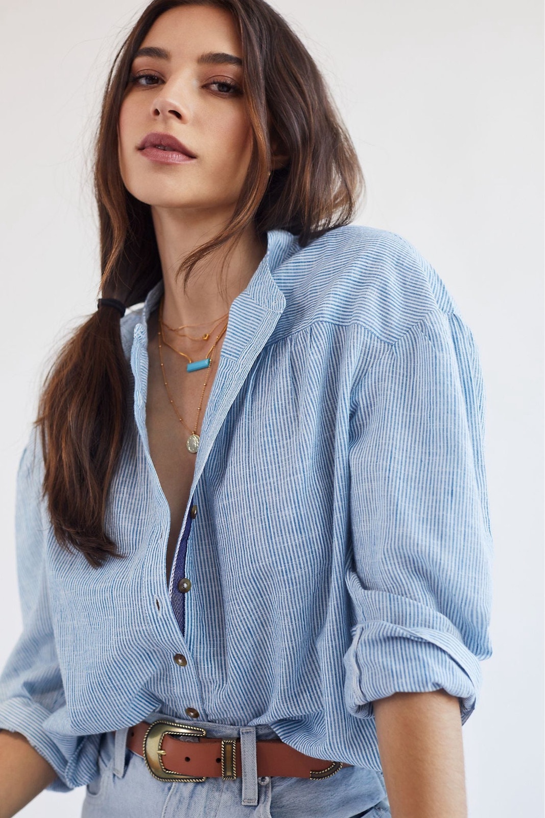 Anthropologie Pilcro Peasant Buttondown Blouse